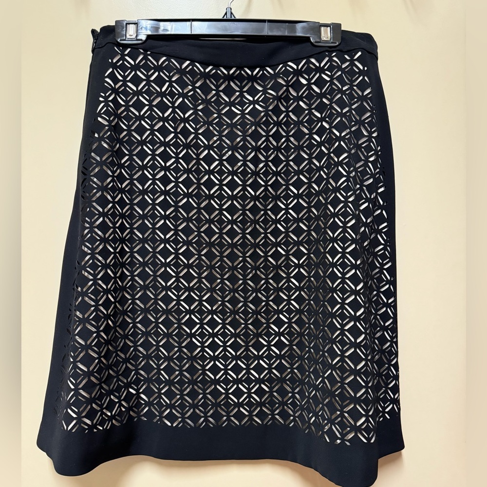 White House Black Market A-Line Skirt Black/Cream Size 10